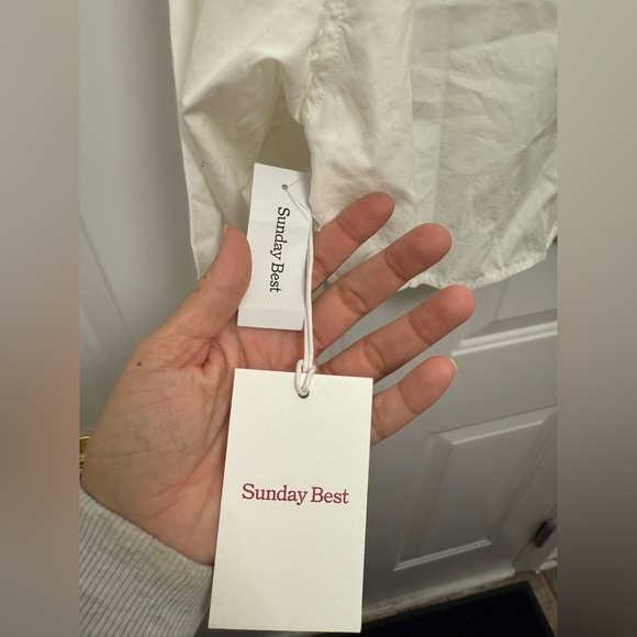 NWT Sunday Best Cropped Blouse L Minimalist Neutral - Picture 3 of 10